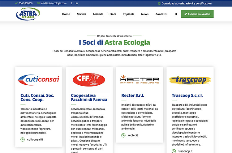 Realizzazione sito web per Astra Ecologia, consorzio di aziende in ambito ambientale